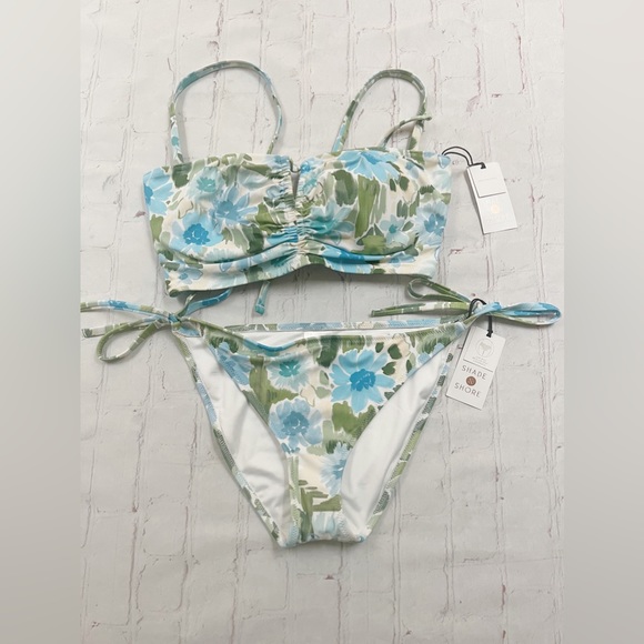 [Shade & Shore] NWT blue and green floral bikini 36C/Small - Picture 1 of 4